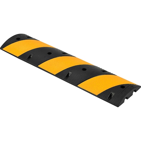 Global Industrial Portable Speed Bump, Uv Black Rubber, 2-9/25 in Height, 48 in Length, Black/Yellow 670528
